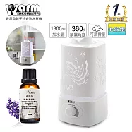 【 Warm 】雙噴頭香氛負離子超音波負離子水氧機(W-180白)+贈精油30ml一瓶