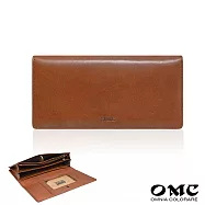 【OMC】16卡1照植鞣革牛皮長夾-咖啡
