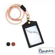 【OMNIA】馬毛壓紋直式牛皮證件套悠遊卡套(2色)黑色