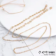 【Sayaka紗彌佳】歐美時尚鏤空五角星造型太陽眼鏡金屬鍊防滑鍊 -金色