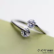 【Sayaka紗彌佳】西雅圖之夜雙鑽交錯造型銀戒開口戒 -單一款式