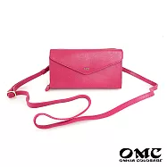 【OMC】時尚名模信封式兩用牛皮手拿包(玫紅)