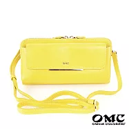 【OMC】時尚名模收納式兩用牛皮手拿包(黃色)