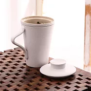 【陸寶LOHAS】樂活典雅蓋杯 禪風仿石釉 搭配茶格 隨時品茗 辦公杯 禪風白
