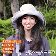 Lavender-百搭休閒漁夫帽-大帽緣系列 鴿灰色-可折疊收納，另附防風繩