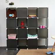 【H&R安室家】16格16門收納櫃-12吋百變收納櫃/組合櫃-HP59尊爵黑