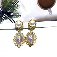 【Ada】韓國流行華麗珍宮廷風珠水鑽造型夾式耳環 耳夾 夾式耳環 無耳洞