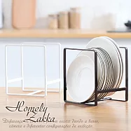 【Homely Zakka】日式簡約工藝鐵製盤架/整理置物架/瀝水收納層架_(大)黑色