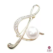 BILLY KING 貝麗晶 【音符系列-15】(BK162-金色) 大高音譜記號金色珍珠胸針