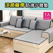 【巴芙洛】心靜涼感涼藤蓆防滑沙發墊1人60*60cm/喜鵲藍1人坐墊