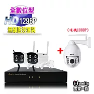 【宇晨I-Family】免施工/免設定1296P八路式2+1球機無線監視錄影套裝組