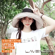 Lavender-休閒百搭棉麻雙面帽-大帽緣-黑-卡其-可折疊收納，另附防風繩