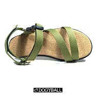 【Dogyball】簡單穿搭 輕鬆生活 輕量化軟木平底織帶涼鞋 橄欖綠US10.5橄欖綠