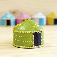 【蒙古傳統】軟軟皮蒙古包鑰匙圈-草原綠