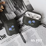 INJOYmall for AirPods Pro 清新藍色亞麻花 保護套 TPU收納盒 附掛勾