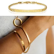 MANTRABAND 美國悄悄話 She Believed She Could 金色手鍊 新款優雅字墜 她相信她可以19公分