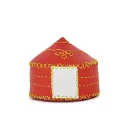 【蒙古傳統】軟軟皮蒙古包鑰匙圈-珊瑚紅