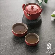 【陸寶LOHAS】原礦陶然蓋碗 茶器組 浮雕鳳凰圖騰 富吉祥如意 富貴紅