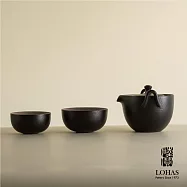 【陸寶LOHAS】原礦陶然蓋碗 茶器組 浮雕鳳凰圖騰 富吉祥如意 禪風黑