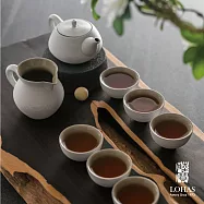 【陸寶LOHAS】旋轉功夫茶器組 九件式 內斂靜謐 東方禪意 仿石釉質感 熱銷經典款 禪風白