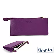 【OMNIA】6卡1照浪漫風情單拉鍊牛皮長夾- 葡萄紫
