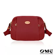 【OMC】日雜風休閒三主袋側背斜背包 紅色
