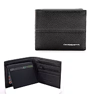 Roberta Colum - 牛皮平行線荔枝紋暗袋7卡3照可拆式上下翻短夾 - 共2色黑色