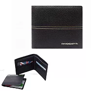 Roberta Colum - 牛皮平行線荔枝紋暗袋12卡2照可拆式左右翻短夾 - 共2色黑色