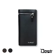 Desir男士高質感多卡位鍊長夾手機錢包-黑/咖啡 黑