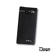 Desir男士高質感磨砂皮多卡位鍊長夾手機錢包黑