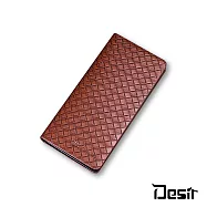 Desir男紳士休閒編織錢包皮夾長夾咖