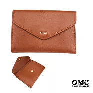 【OMC】14卡1照馬鬃紋信封式牛皮中夾- 咖啡