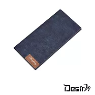 Desir男磨沙超薄多卡層錢包皮夾長夾深藍