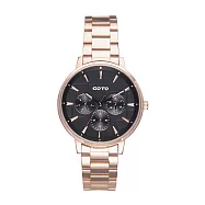 GOTO Nostalgia懷舊系列-壓花玻璃-十字花-女-玫瑰金X黑面(GS1099B-44-341)