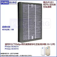 適用Philips飛利浦【AC4374 AC4373】頂級空氣清淨機複合式2合1活性碳HEPA濾網
