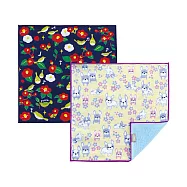 日本 +ima有機棉方巾〈森林動物系列〉喜鵲x茶花+法鬥x勿忘我草二入組