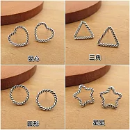 復古麻繩線條幾何圖形925純銀貼耳耳環 圓形