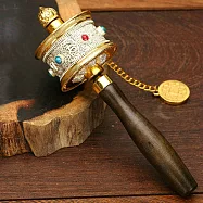 十相自在-合金雙軸承靜音六字真言手搖轉經輪銀色