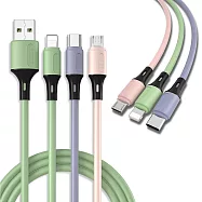 □新款簡約質感!! 充電接頭貼心配色 糖果花漾 三合一充電線□ Apple iphone&Micro&Type C USB接頭 手機 平板電腦 充電線 線長150公分