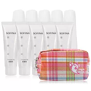 SOFINA 蘇菲娜 彈力泡泡潔顏乳-附專用起泡網(30g)X5加贈品牌化妝包-公司貨