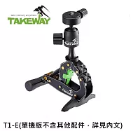 台灣製TAKEWAY航太鋁合金鉗式腳架T1-E(單機版)鉗腳架適單眼無反相機GoPro錄影機DJI運動相機Insta360攝影機
