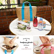 【韓國創意品牌 invite.L】時尚藤編保冷便當袋 S號/藍色