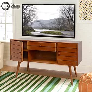 E-home Garland葛蘭德一空單抽雙門多媒體收納電視櫃-兩色可選原木色