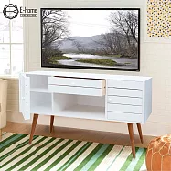 E-home Garland葛蘭德一空單抽雙門多媒體收納電視櫃-兩色可選白色