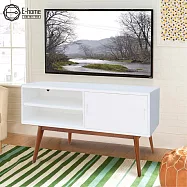 E-home Barbara芭芭拉二空單滑門多媒體收納電視櫃-兩色可選白色