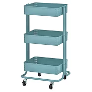 【ikloo】工業風質感三層收納推車(多色可選) 藍色