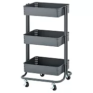 【ikloo】工業風質感三層收納推車(多色可選) 灰色