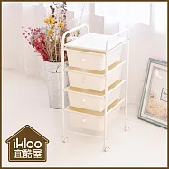 【ikloo】無印風四層收納抽屜車 白