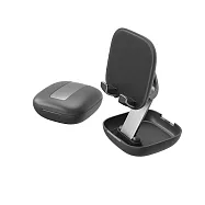 Jokitech 粉餅盒造型手機支架 摺疊手機架 隨身攜帶手機架 網美手機支架 自拍架 直播架 追劇 視訊 黑色