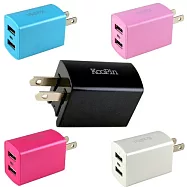 KooPin 超炫LED萬用雙孔USB充電器 5V/2.4A -台灣安規認證 (二入)藍色